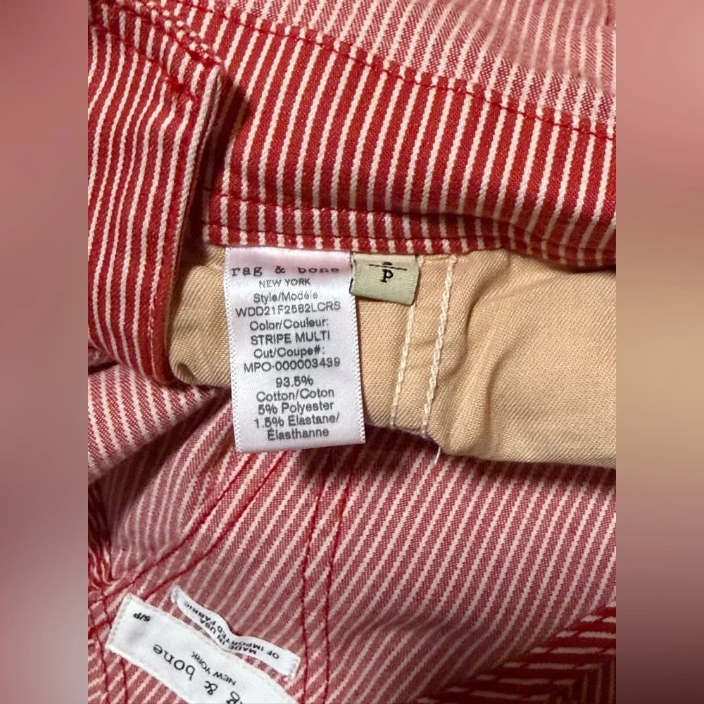 NWT Rag & Bone Red & White Striped Workwear Overalls - Size Small - Picture 5 of 6